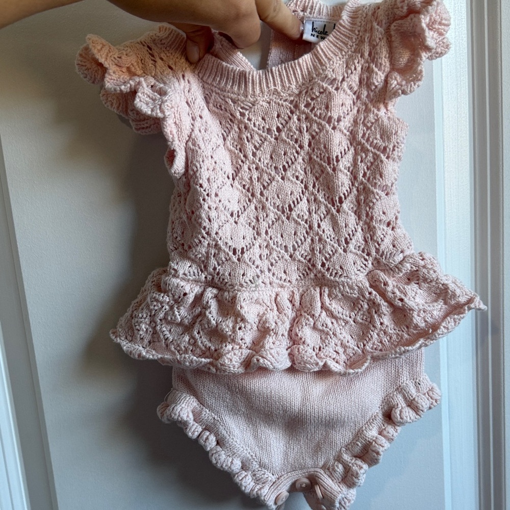 Charming Pink Knit Baby Bodysuit